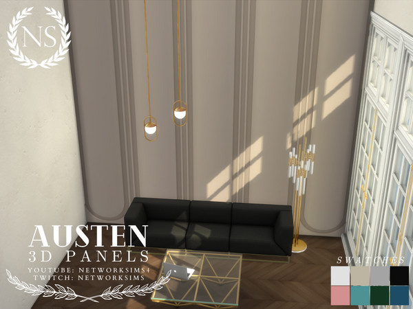 Sims 4 — Austen Panelling - Style 3 Tall Wall by networksims — Modern 3D wall panelling for tall walls.