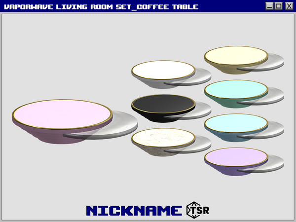 Sims 4 — vaporwave living room set_coffee table by NICKNAME_sims4 — -vaporwave living room set_loveseat -vaporwave living