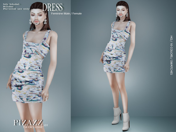 The Sims Resource - Summer Printed Dress