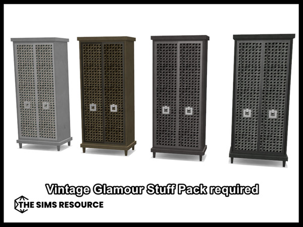 Sims 4 — The Rattan Effect Wardrobe by seimar8 — Maxis match tall wardrobe with rattan doors Vintage Glamour Stuff Pack