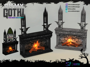 Sims 4 —  Oh My Goth - Arken Fireplace by SIMcredible! — by SIMcredibledesigns.com available at TSR 3 colors variations