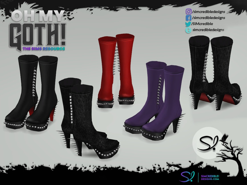 The Sims Resource Oh My Goth Decor And Accessories Shoes 3 Spiked Boots