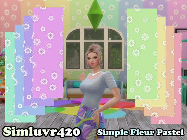 Sims 4 — Simple Fleur Wallpaper Pastel by Simluvr420 — Feel free to lay back, relax, and fall into this mesmerizing
