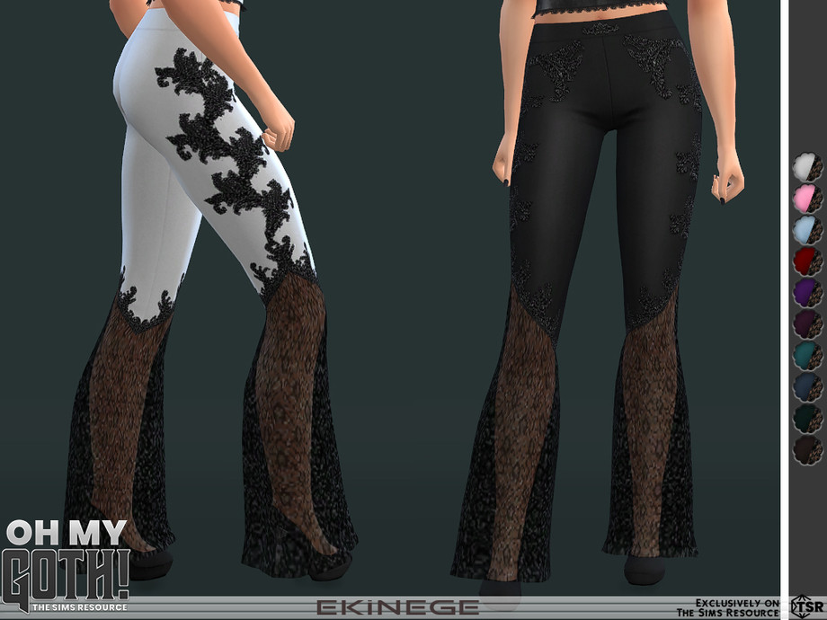 The Sims Resource - Oh My Goth - Lace Flared Pants
