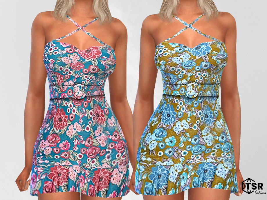 The Sims Resource Meggie Floral Belted Dresses