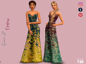 Sims 4 — Strapless Embellished Dress - MDR38 by laupipi2 — Hi! New embellished long dress. Comming in 10 different