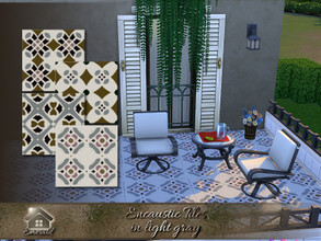 Sims 4 — Encaustic Tiles in light gray by Emerald — Encaustic tiles can be placed perfectly in indoor or outdoor spaces.