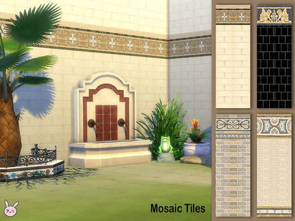 Sims 4 — Mosaic Tiles by Simshase2 — Beautiful ancient mosaic tile walls.