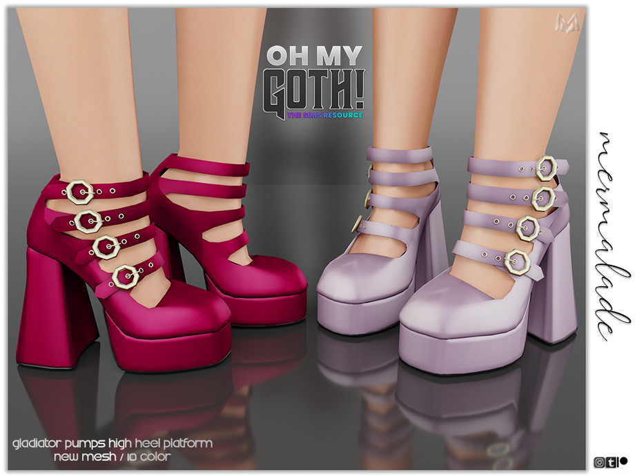 The Sims Resource - Oh My Goth - Gladiator Pumps High Heel Platform