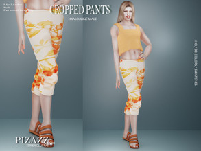 Sims 4 — Floral Cropped Pants For Men by pizazz — www.patreon.com/pizazz Pants for your sims 4 games. Pic only shows 1 of