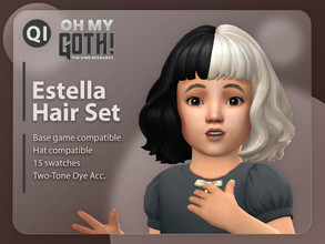 Sims 4 — Oh My Goth - Estella Hair Set by qicc — A wavy hairstyle with bangs inspired by Cruella. - Maxis Match - Base