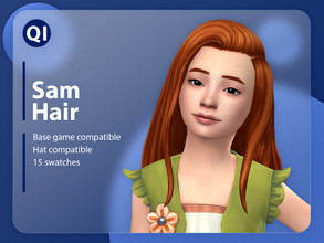 Sims 4 — Sam Hair by qicc — A long straight hairstyle. - Maxis Match - Base game compatible - Hat compatible - Child - 15
