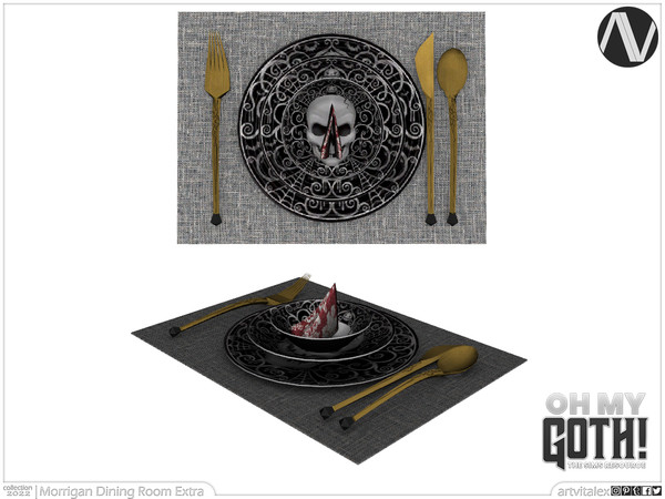 Sims 4 — Oh My Goth! | Morrigan Placemat by ArtVitalex — Dining Room Collection | All rights reserved | Belong to 2022