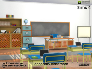 Sims 4 — Secondary classroom by kardofe — Set of furniture to decorate a secondary school classroom, with desks, chairs,
