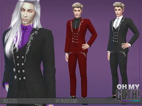 Sims 4 — Oh My Goth - Damian Suit by Birba32 — An elegant men's suit with embroidery in 10 colors. 