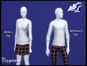 Sims 4 — [Cryptiam] Persona 5: Mishima's Shujin shirt by Cryptiam — Includes Yuuki Mishima / Shiho Suzui's Shujin Academy