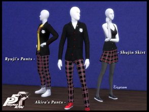 Sims 4 — Persona 5: Ryuji Sakamoto - Shujin Pants by Cryptiam — Includes Ryuji Sakamoto's Shujin Academy school uniform