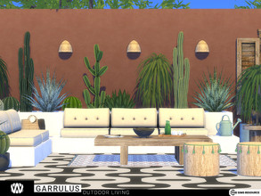 Sims 4 — Garrulus Outdoor Living by wondymoon — Garrulus outdoor living seats with cushions on concrete and wooden