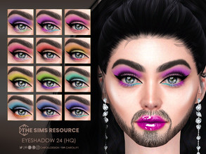 Sims 4 — Eyeshadow 24 (HQ) by Caroll912 — A 12-swatch colorful matte eyeshadows with glitter in different shades of