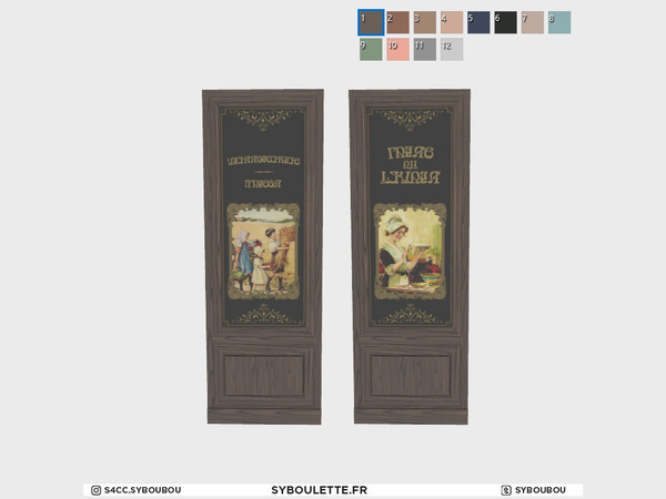 Sims 4 — Boulangerie - Wall panel (simlish) by Syboubou — This is a tileable wall panel available in 12 wooden and