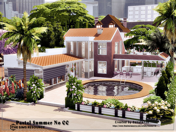 Sims 4 — Pastel Summer No CC by Danuta720 — A great all season home for your Sims. It is very comfortable, it has 3 large