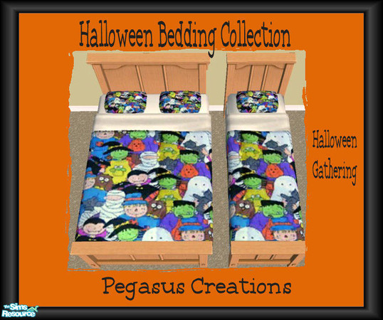 Sims 2 — HBC - Halloween Gathering by pegasussims — Planning a Halloween Gathering, add this bedding for more fun.