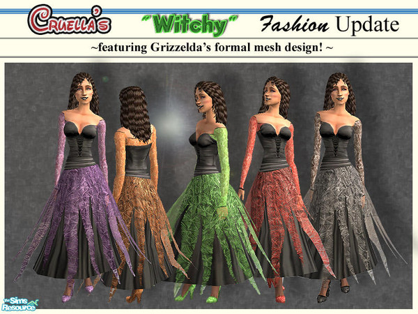 Sims 2 — am_Witchy by Cruella — Witchy styled costume formals, great for any formal occasion. Created from Grizzelda's