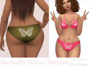 Sims 4 — Butterfly Bikini Bottom by Dissia — Swimwear bottom with cute rhinestone crystals butterflies in front and back