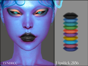 Sims 4 — Lipstick_2186 by LVNDRCC — Intense, shiny lipstick with strong gloss, in blue, black, purple, mauve, yellow,