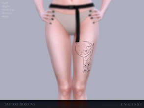 Sims 4 — Tattoo-Moon n3 by ANGISSI — * 3 black options (right,left,both legs) * HQ compatible * Female+Male * Works with