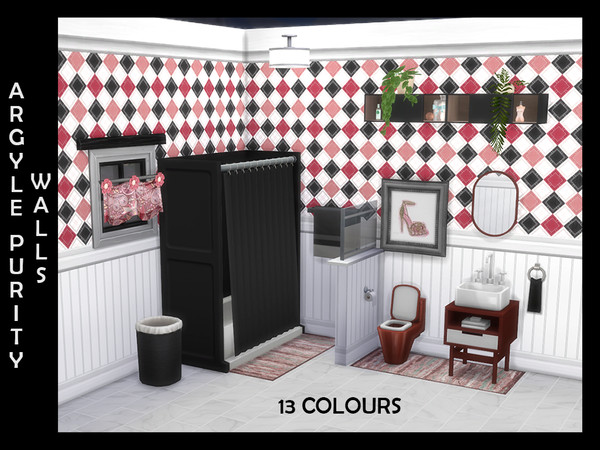 Sims 4 — Argyle Purity Wall Paneling by _Simmiller — A set of wall paneling with 13 colours of Argyle pattern.