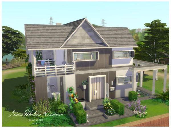 Sims 4 — Leticia Modern Residence by Agnezin — A modern house with two bedrooms, three bathrooms, an entertainment area