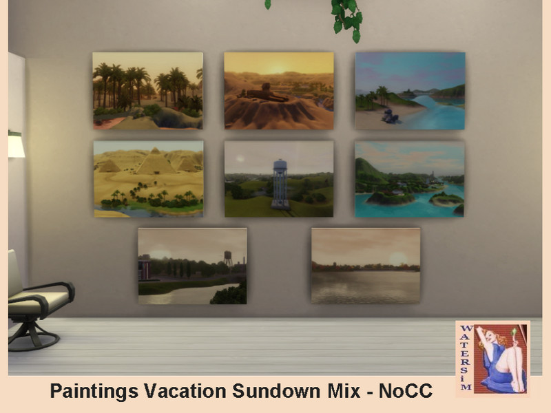 Sims 4 Paintings Vacation Sundown Mix - RC by watersim44