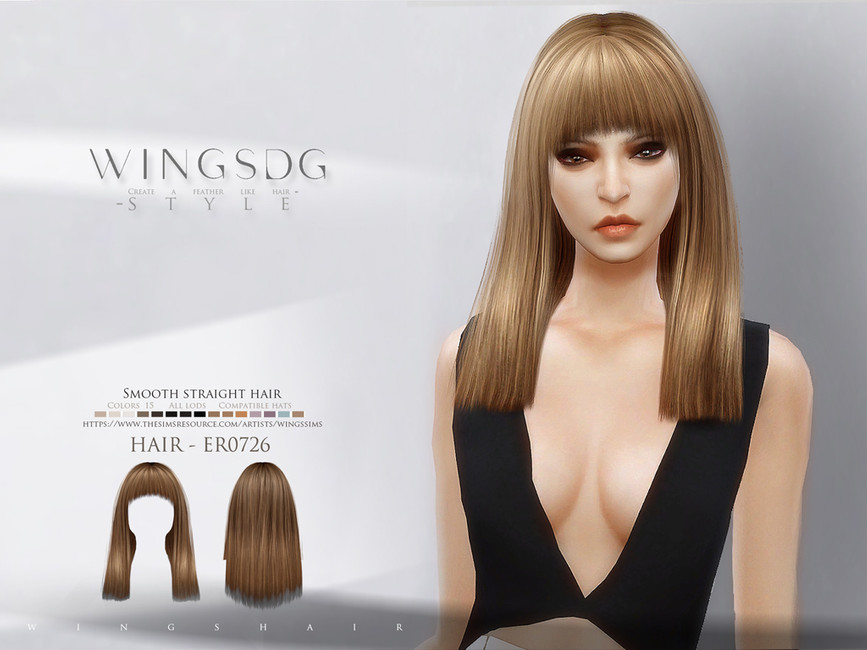 The Sims Resource Smooth straight hair ER0726