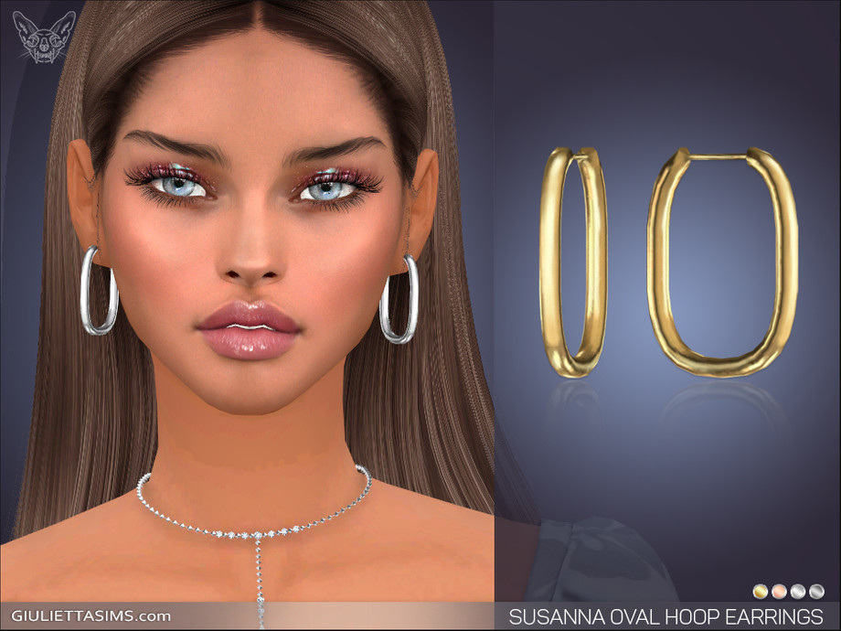 The Sims Resource - Susanna Oval Hoop Earrings