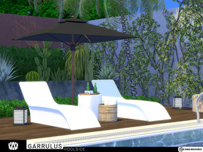 Sims 4 — Garrulus Poolside by wondymoon — Garrulus poolside lounge; plastic lounge chair, end table and open or closed