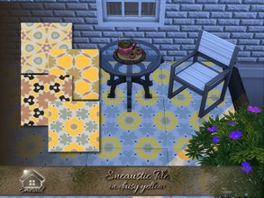 Sims 4 — Encaustic Tile in daisy yellow by Emerald — Beautifully designed encaustic tile for indoor or outdoor spaces.