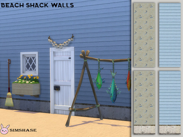 Sims 4 — Beach Shack Walls by Simshase2 — Walls to decorate a beach shack inside and outside.