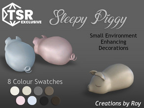 Sims 4 — Sleepy Piggy by RoyIMVU — Cute little pigs with curly tails and a sleepy expression.