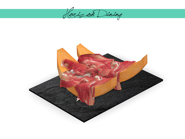 Sims 4 — Horizon Dining - Ham and Melon Plate by zarkus — Horizon Dining - Ham and Melon Plate 1 color