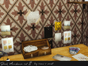 Sims 4 — Dark Academia Set II Small desk decor by Siomi'sVault by siomisvault — IT'S ADORABLE. A vintage mini desk for