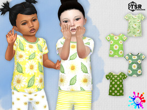 Sims 4 — Daisies Tee by Pelineldis — Six cute tees with daisies print.