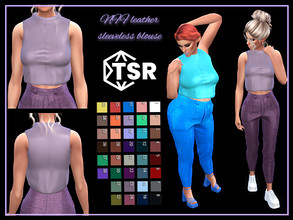 Sims 4 —  Leather sleeveless blouse by Nadiafabulousflow — Hi guys! This upload its a leather sleeveless blouse - New