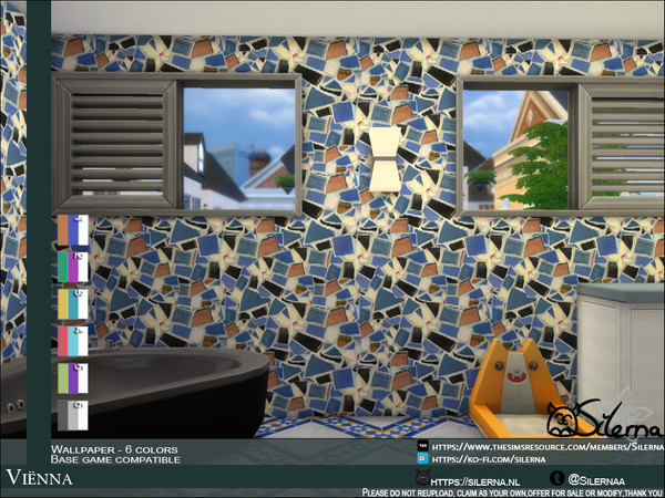 Sims 4 — Vienna by Silerna — - Basegame compatible - Wallpapers - Tiles - 6 different colors - Please do not reupload,
