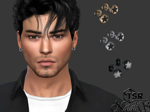 Sims 4 — Star design mens stud earrings by Natalis — Star design mens stud earrings. 4 color options. Male adult-elder.