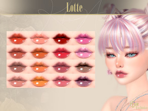 Sims 4 — Lotte Lipstick by Kikuruacchi — - It is suitable for Female. ( Teen to Elder ) - 16 swatches - HQ Compatible -