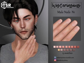 Sims 4 — Male Nails N1 by WisteriaSims — **FOR MEN **NEW MESH *TEEN TO ELDER - FingerNail Category - 15 swatches - Base