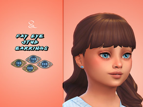 Sims 4 — Fay Eye Stud Earrings for Kids by simlasya — For kids All LODs New mesh 5 swatches HQ compatible Custom
