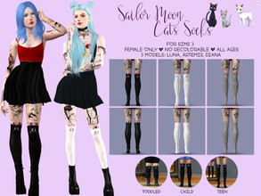 Sims 3 — Sailor Moon Cats Socks by maximoons — Female only Found under accessories with custom thumbnai All ages No
