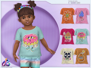 Sims 4 — Toddler Girl TShirt 185 by RobertaPLobo — :: Toddler TShirt 185 - cartoon TS4 :: Only for Girls :: 6 swatches ::